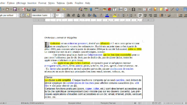 LibreOffice Writer - Aligner et mettre en couleurs du texte - Fiches