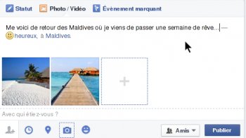 Publication de deux photos sur une page Facebook