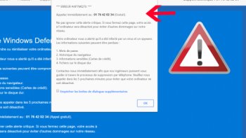 Un site frauduleux escroque de très nombreux internautes en ce moment. Lorsque vous vous connectez à ce site, une fenêtre s'affiche pour vous demander de téléphoner à un numéro afin de régler le problème de virus. Attention, cela est une arnaque car les ordinateurs Ordissimo n'ont pas de virus ! En téléphonant au numéro communiqué par le site frauduleux, vous tomberez sur des escrocs qui vous demanderont de payer plusieurs centaines d'euros !