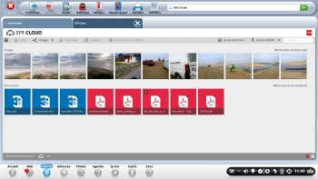 Il suffit d'avoir l'appli SFR CLOUD dans son Lumia , de cliquer sur  AJOUTER AU CLOUD  et l'on retrouve ses photos sur le cloud SFR de sa ligne mobile . Très rapide et pas de branchements., juste Télécharger..
Cordialement.

Pierre.