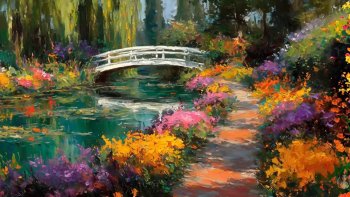 "Claude Monet nous invite à percevoir la nature' non pas comme un simple
  décor, mais comme une lumière ' et de couleurs, éternellement en mouvement
_ ces images respirent l'émotion, un souffle' une sensation d'âme vibrante'
   devant la beauté & la mélodie célestes qui résonnent .