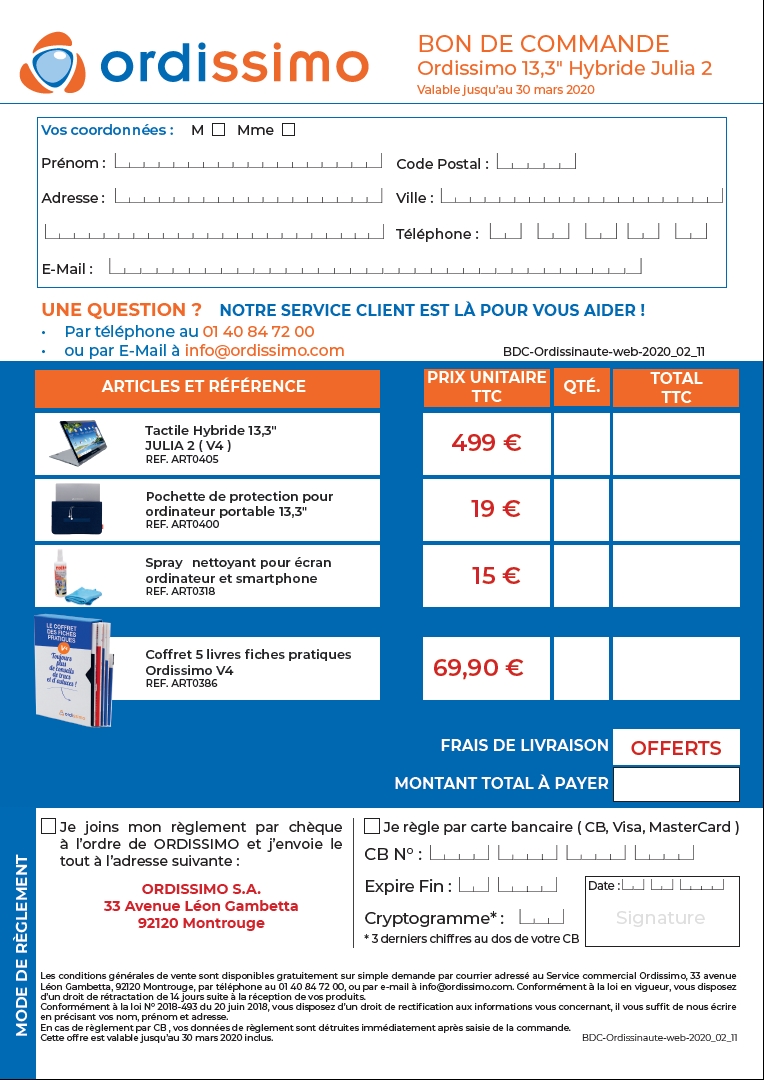 bon de commande Julia 2