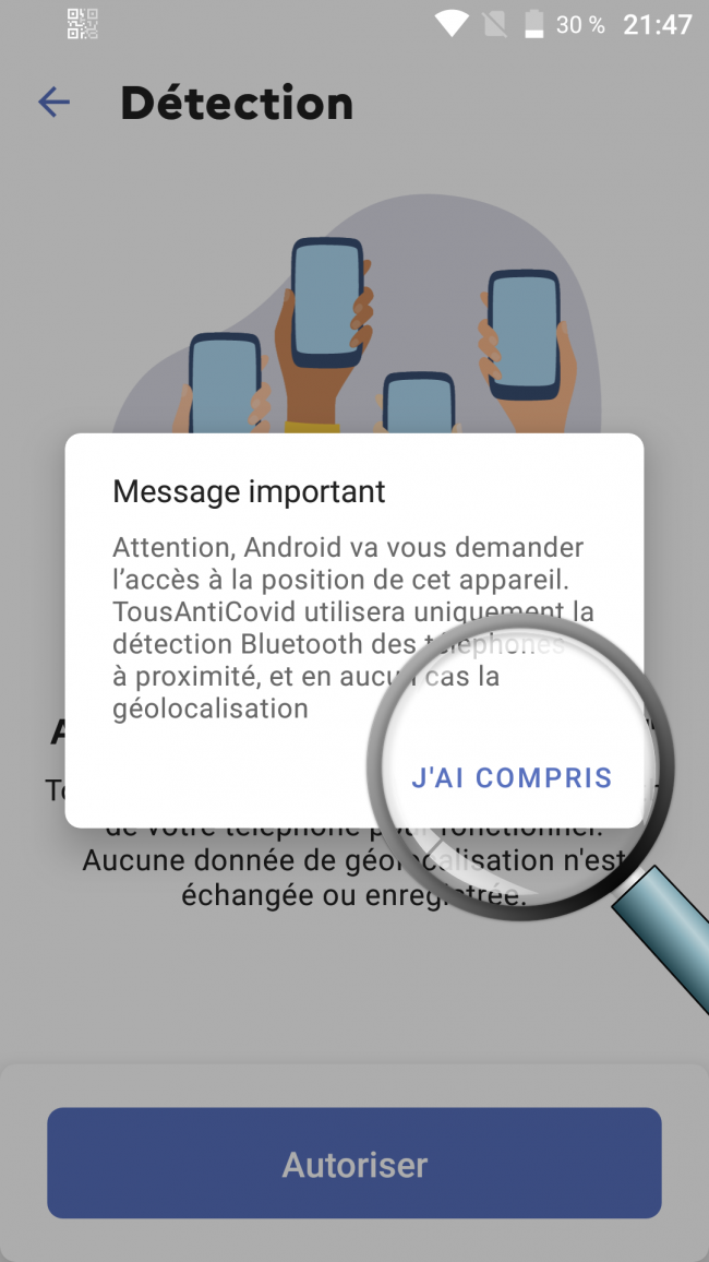 valider le message important de stop covid