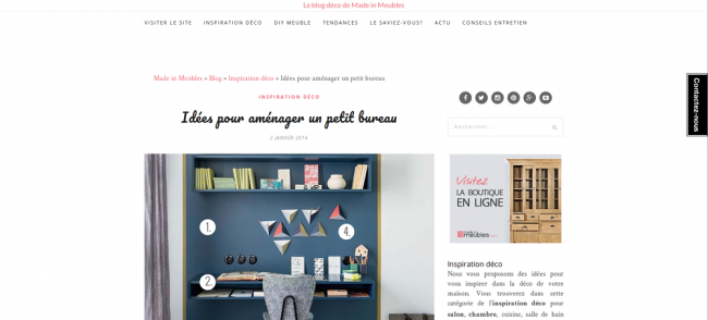 Page Internet sur petit bureau