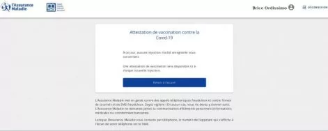 apercevoir son attestation 