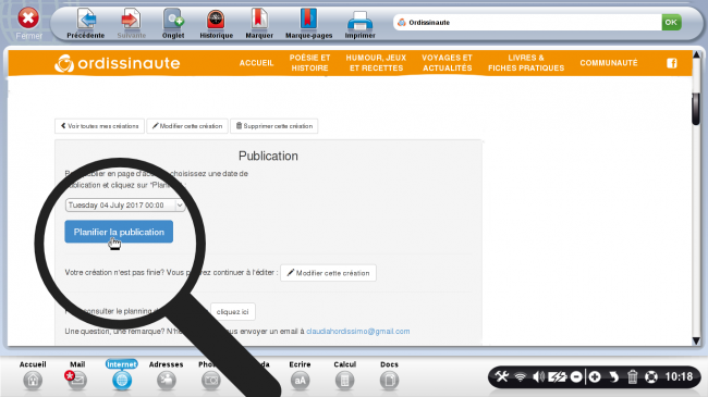 cliquer sur planifier la publication