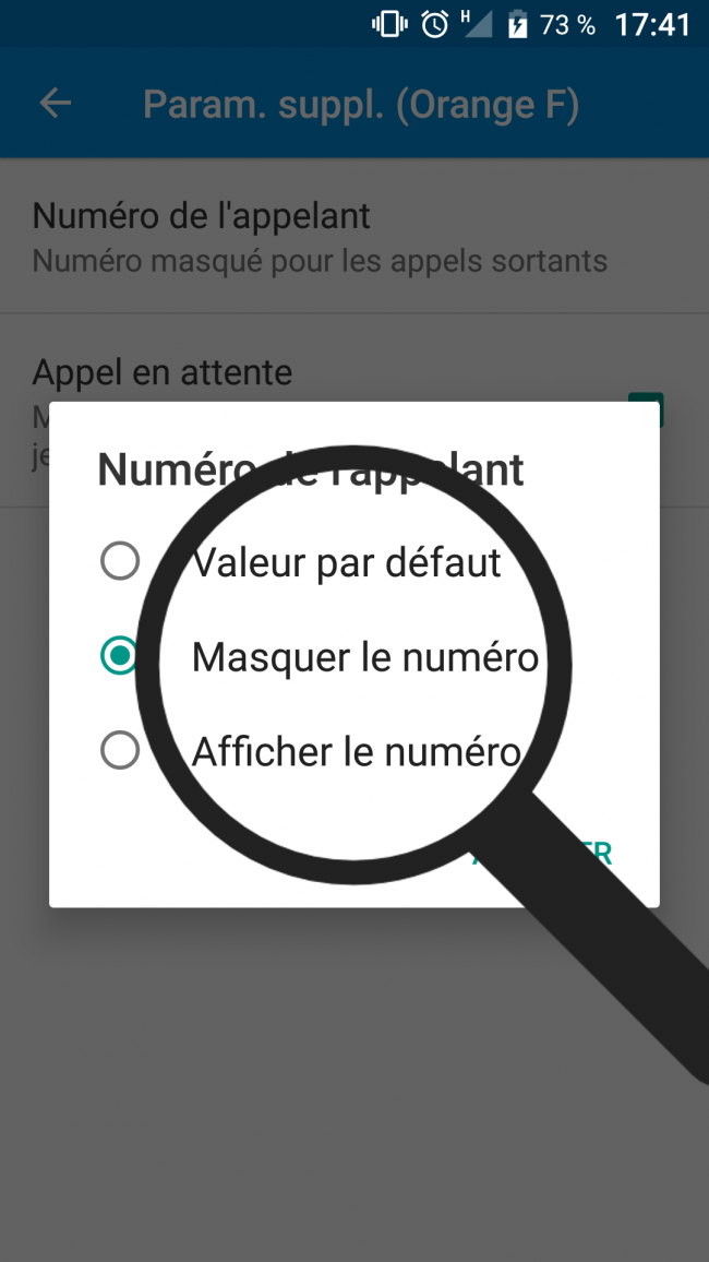 afficher à nouveau le numéro