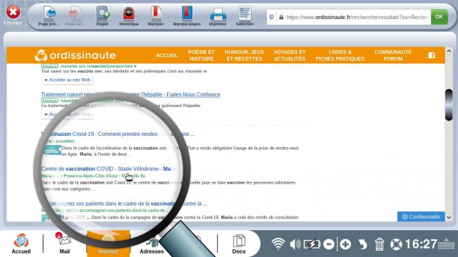 page de resutat