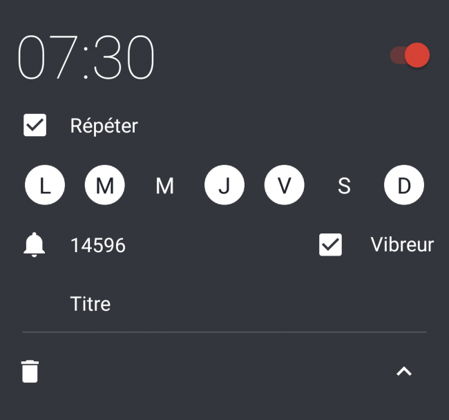 régler l'alarme