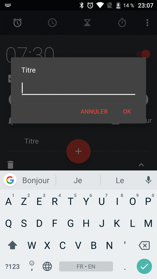 donner un titre à l'alarme