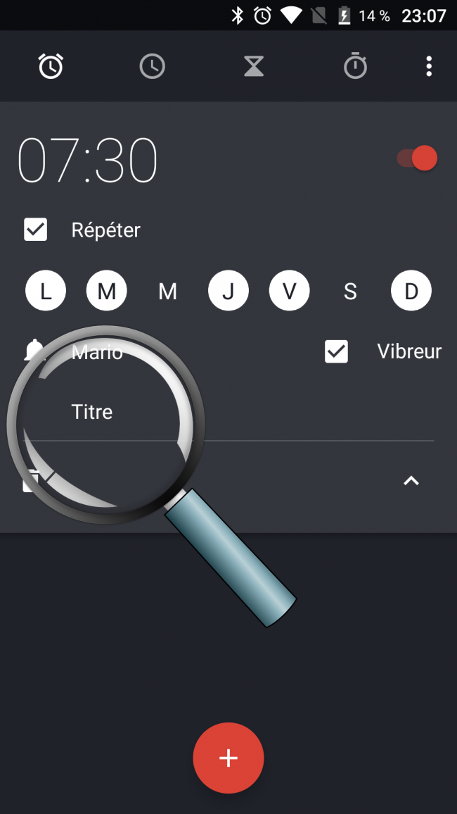 mettre un titre à l'alarme