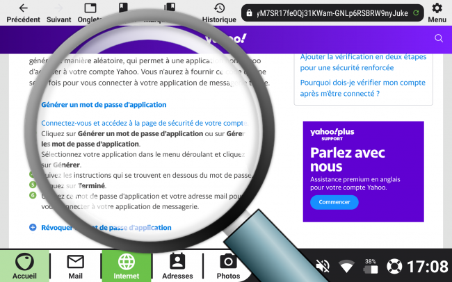ouvrir la page de sécurité