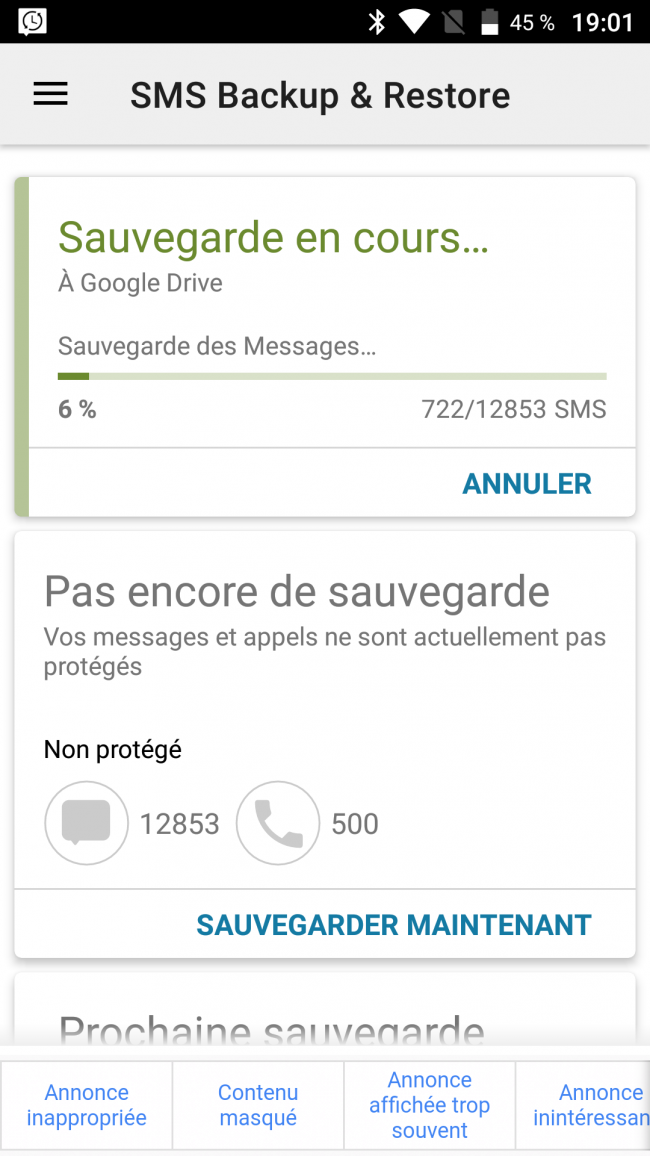 sauvegarde en cours