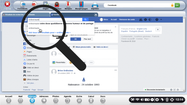 retrouver une page facebook