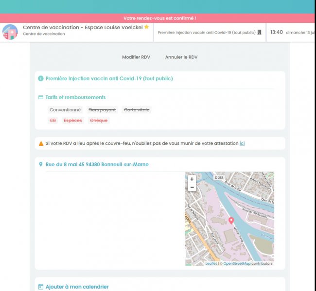 confirmation du rendez vous