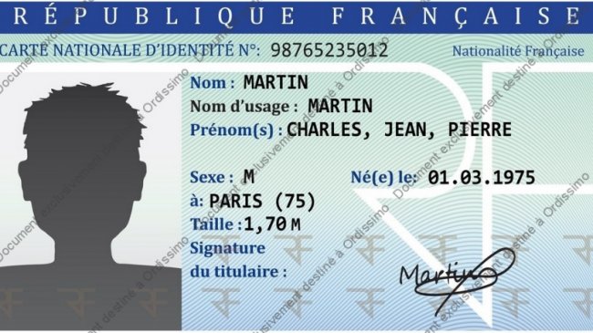 carte d'identité avec filigrane ordissimo