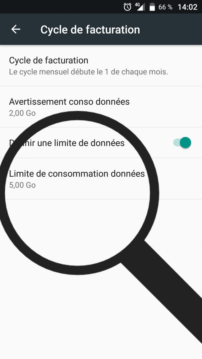 ouvrir la limite de consommation