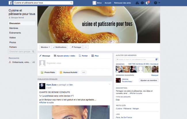 page groupe