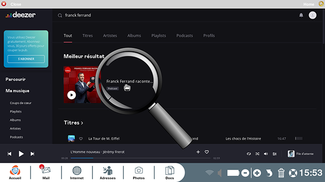 cliquer sur le podcast recherché