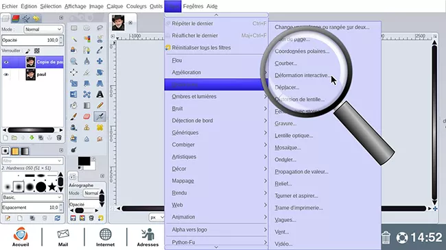 cliquer sur déformation interactive 