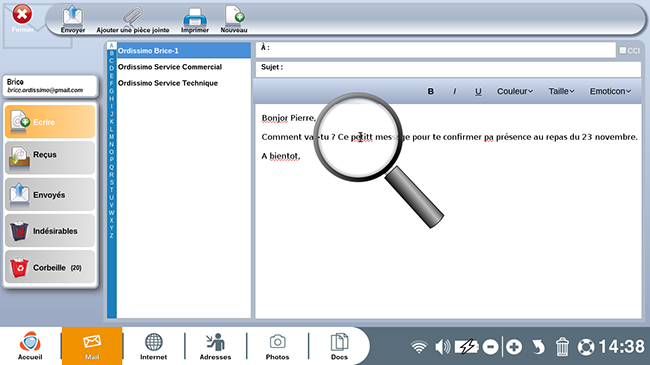 cliquer sur un mot mal orthographié