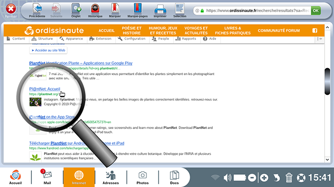 cliquer sur le lien plantnet