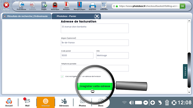 remplir l'adresse de facturation