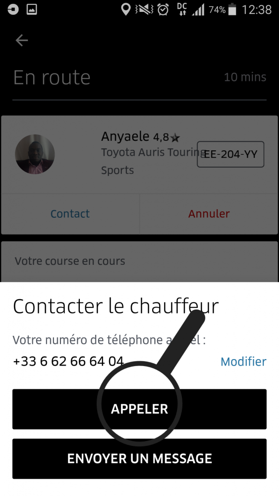 afficher les coordonnées du contact