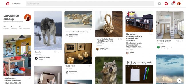 Page d'accueil Pinterest