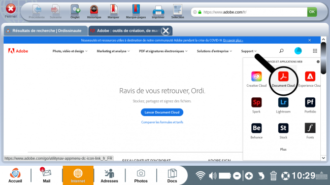 Allez dans Adobe Cloud