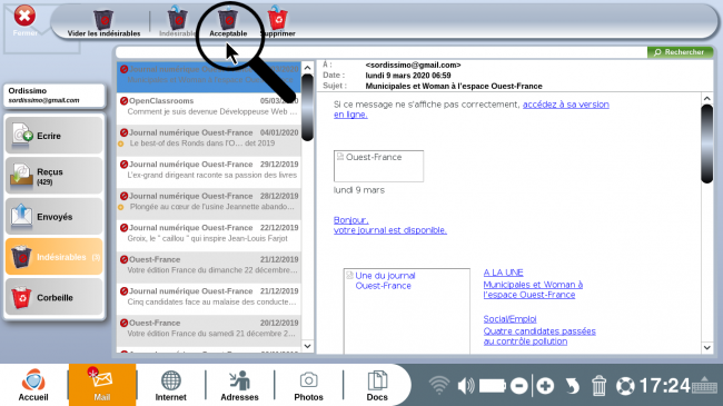 Cliquez ici pour vider la boîte