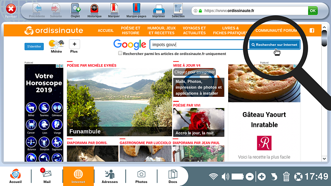Rechercher le site "impots.gouv" sur Internet.