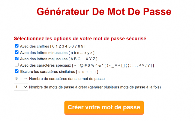 générateur mot de passe