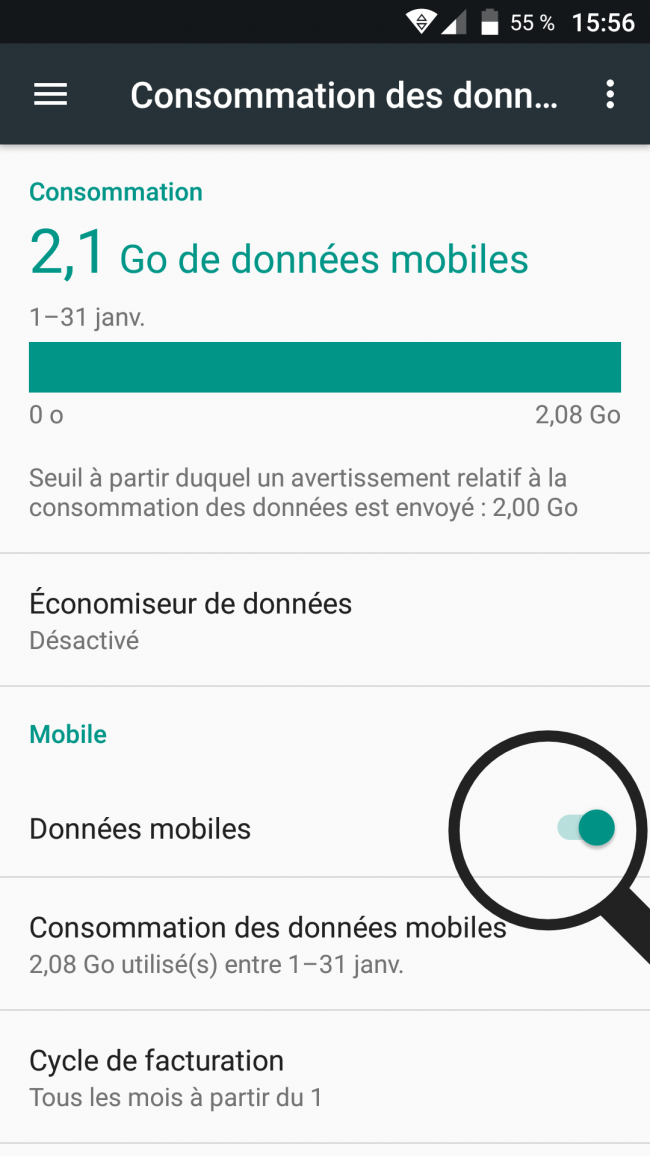 activer les données mobiles
