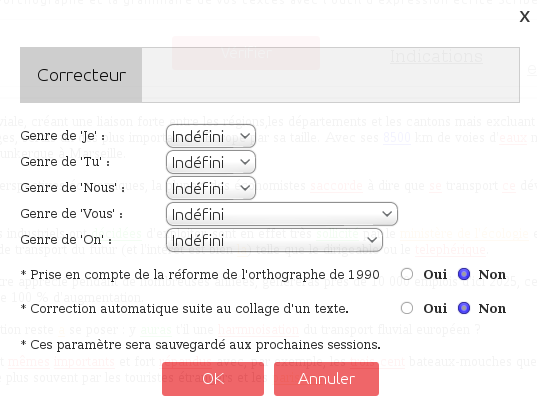 modifier les genres du texte