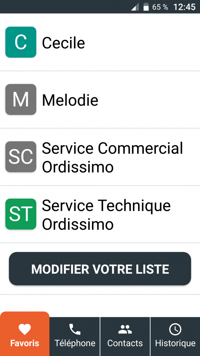 utiliser les contacts favoris