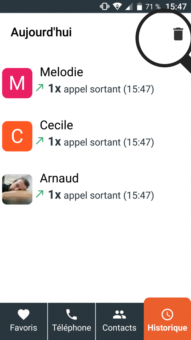 sélectionner les contacts
