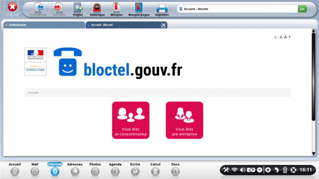 page d'accueil du site