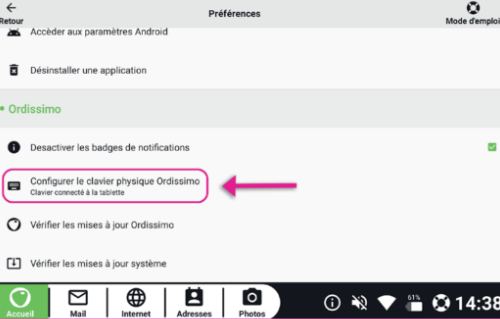 ouvrir la configuration