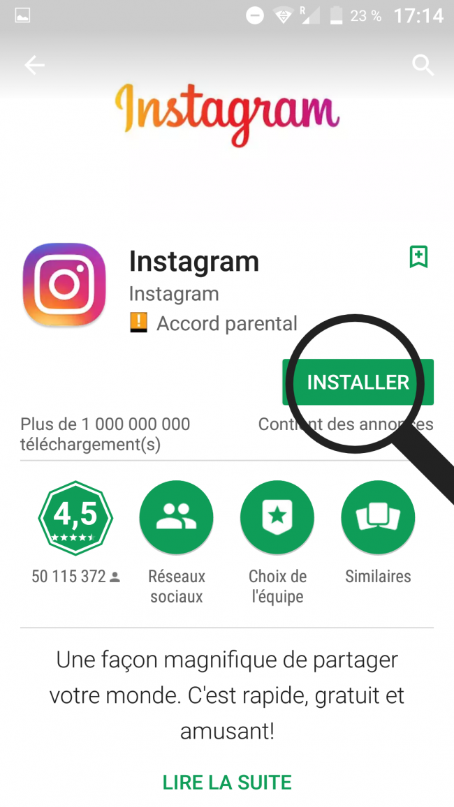 installer l'application