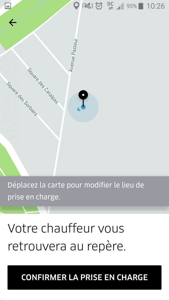 lieu de départ du uber