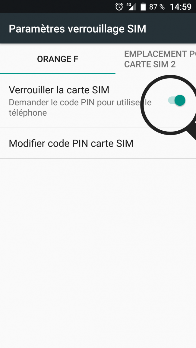 verrouillage de la carte SIM