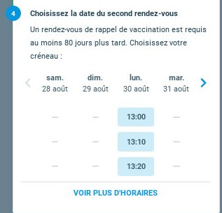 choisir la date de la deuxième injection