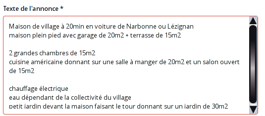 rédiger le texte de l'annonce