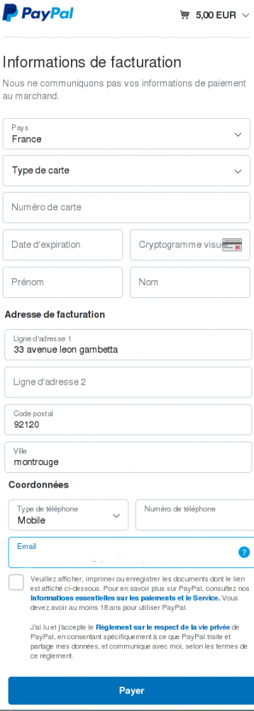 remplir le formulaire bancaire