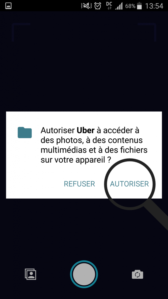 accepter l'accès à l'appareil photo