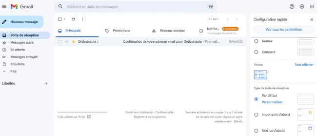 paramètre gmail