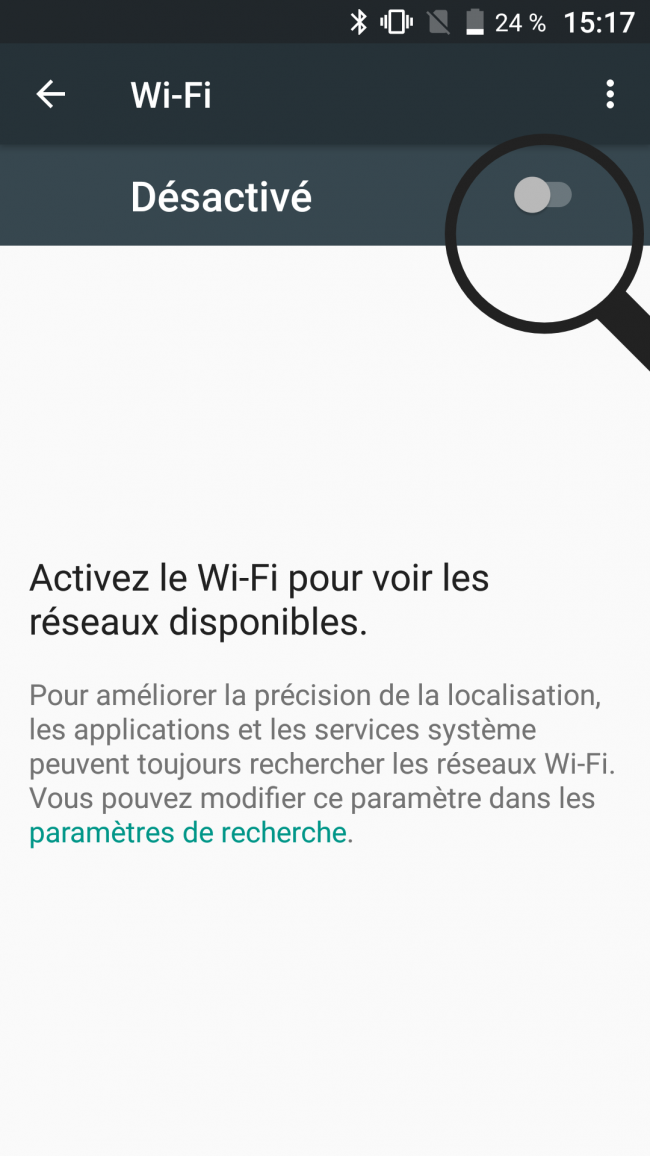 wi-fi désactivé