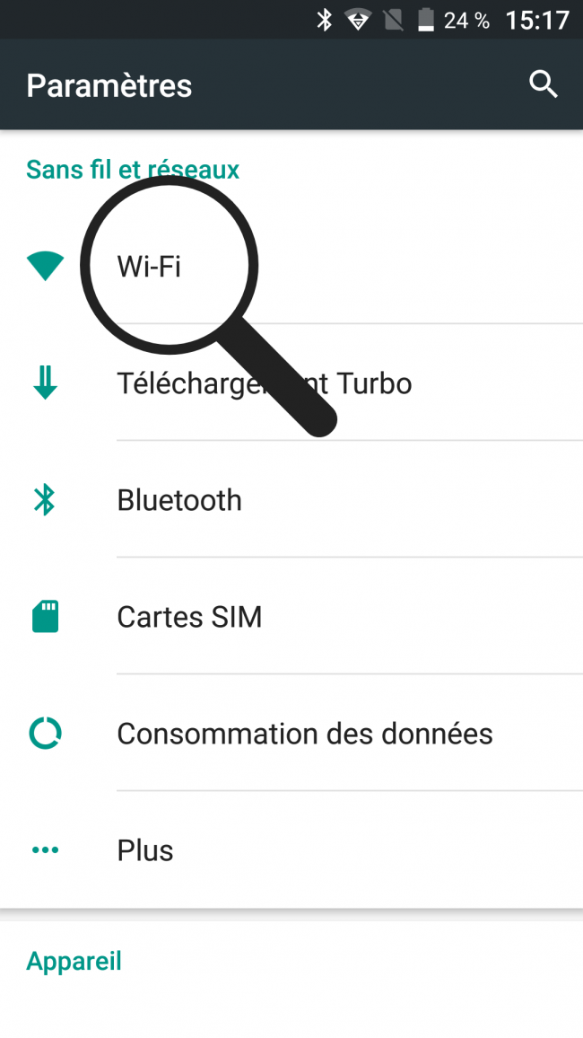 ouvrir le menu wi-fi
