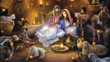 Dans une ambiance étoilée, voici de belles images autour de la naissance de Jésus.
